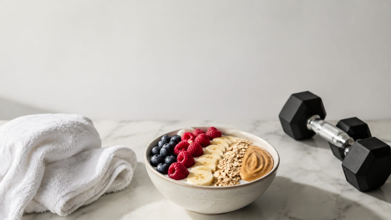 Post-workout bowl with Greek yogurt, fruit, oats, and peanut butter